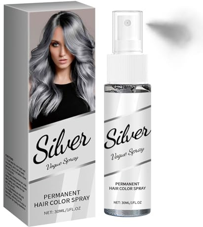 Temporäres Haarfarbe Spray, Silver Haarspray Farbe Abwaschbar, Farbiges Hair Dye Grey für Frauen Männer, Silbergrau Sofortige Farbabdeckung, Instant Hair Dye für Karneval Halloween Cosplay Party