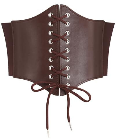 SWAUSWAUK Ceinture Corset Femme – Style Vintage, Similicuir, Élastique Réglable, Tailles S à XL
