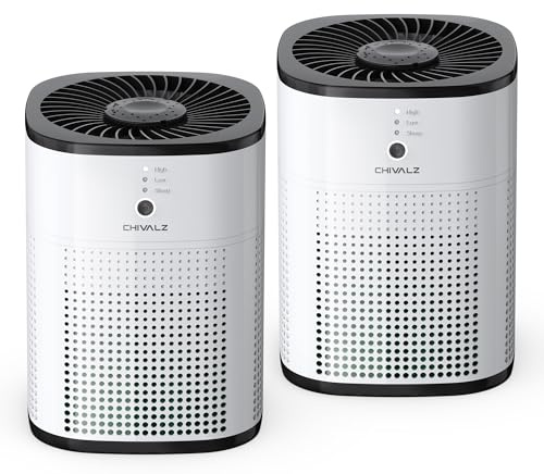 CHIVALZ Luftreiniger Allergiker mit Aromatherapie, Air Purifier für Raucherzimmer, HEPA Luftfilter Gegen Staub Pollen Tierhaare, Luftreiniger für Schlafzimmer, 24 dB, Mattweiß, 2 Pack