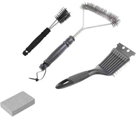 Heavy Duty BBQ Grill Cleaning Brush with Scraper - Stainless Steel Bristles Grill Cleaner Tool for Gas, Charcoal, Cast Iron Grills - BBQ Cleaning Kit Accessories