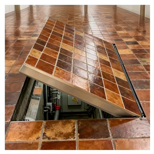AMUFJJ Concealed Crawl Space Access Door Interior Floor, Recessed Floor Hatch Door for Basement/Crawl Space with Suction Cups Opener, Steel Camouflaged Entry Door(LxW 32x23)