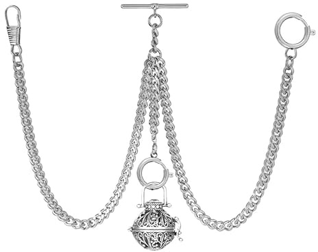 BOSHIYA Taschenuhrkette mit T Bar Endstück Gesamtlänge 73cm Doppel Albert T-Bar Taschenuhr Kette 3 Haken für Weste Knopfloch Gold