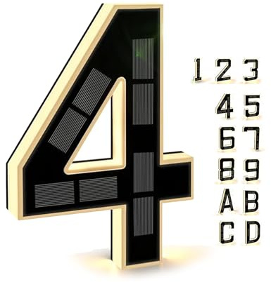 9 Inch Solar-Powered Outdoor House Number Light, No Wiring, Light Up House Numbers for Outside with Solar Panel, Waterproof LED Address Numbers for Home (4-9IN)