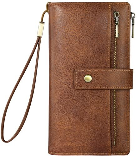 Vicloon Portefeuille Femme Cuir PU, Portefeuille et Porte Carte Femme RFID Blocage, Porte Feuille pour Femme avec 24 Emplacements de Cartes et éclair Poche à Monnaie, pour Shopping,Travail,Voyage