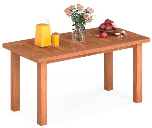 COSTWAY Couchtisch Holz, Beistelltisch Outdoor Wetterfest, Gartentisch, rechteckiger Holztisch, Balkontisch, Kaffeetisch für Garten, Terrasse, Balkon, 90 x 45,5 x 43,5 cm, Natur