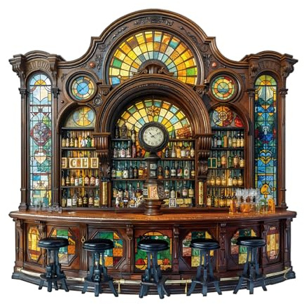 Jigfoxy Holzpuzzle für Erwachsene, Klassische Bar Holz Puzzle, einzigartiges Tierpuzzle aus Holz, Geschenk zu Weihnachten für Familie und Freunde, L-34 * 34cm-270Teile
