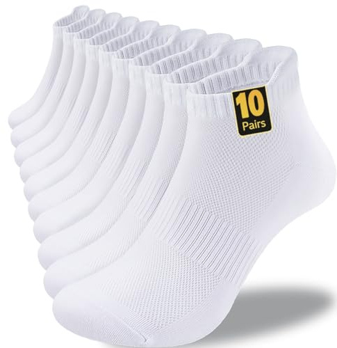 Wamicu Men's Cotton Ankle Socks 10 Pack Trainer Socks for Men Women | Breathable Lightweight Gym Socks for Running, Casual & Everyday Wear