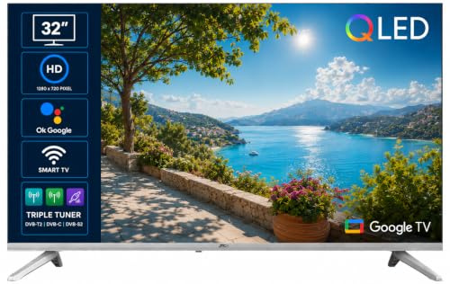 JTC-24 32 (32 Zoll/80 cm) QLED Smart TV/Fernseher JTCSQ32H39330G, Google TV, Android OS, Play Store, Google Sprachsteuerung, Triple Tuner, Bluetooth