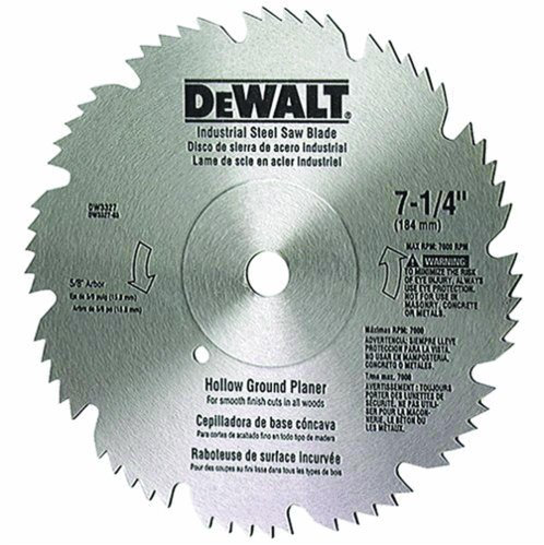 DEWALT DW3327 7-1/4 pulgadas 60 dientes hueco de tierra cepilladora hoja de sierra de acero con 5/8 pulgadas y diamante Knockout Arbor