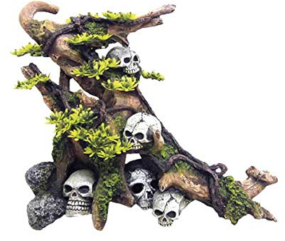Nobby Aqua Ornaments HOLZ MIT SCHÄDELN mit Pflanzen, 33,0 x 17,0 x 25,7 cm, 1 Stück