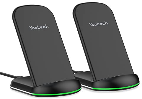 Yootech [2 Pack] Wireless Charger,10W Max Wireless Charging Stand,Compatible with iPhone 17/17 Pro/17 Pro Max/Air/16/15/14/13/SE 2022/12/11/X/8,Galaxy S25/S24/S23(No AC Adapter)