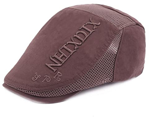 CHENNUO Herren Schiebermütze Sommer Flatcap Baumwolle Stickerei Brief Gatsby Ivy Schirmmütze