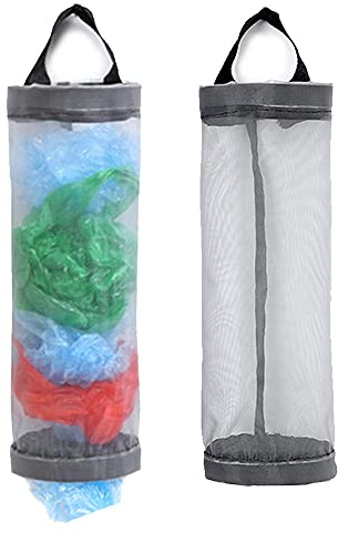 Lot de 2 distributeurs de sacs en plastique à suspendre Lot de 2 gris.