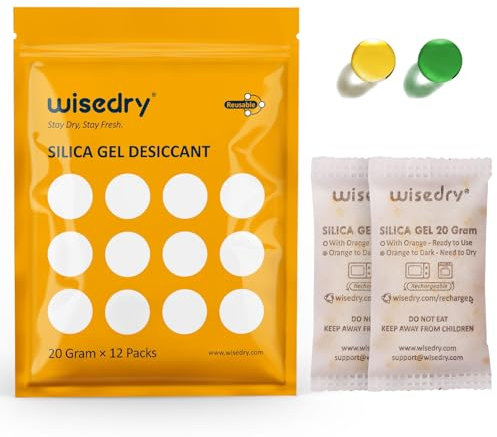 wisedry Pochettes de Gel de Silice Rechargeables (de l'orange au vert) Pour les Sécheurs d'air de Qualité Alimentaire