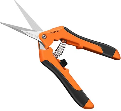 VIVOSUN Gartenschere 3er-Set 16,5 cm Pflanzenschere mit Titan-Antihaftbeschichtung, ergonomischer Griff, scharfe gerade Klingen, Rosenschere für Äste, Blume Obst und Gemüse, Orange