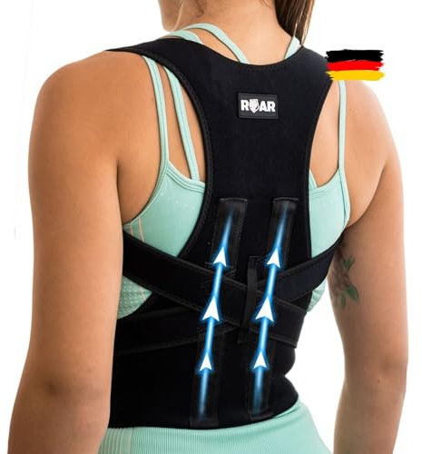 Roar® Busto correttore posturale uomo donna – Fascia posturale spalle e schiena – Raddrizza schiena e spalle – Dispositivo postura corretta traspirante regolabile