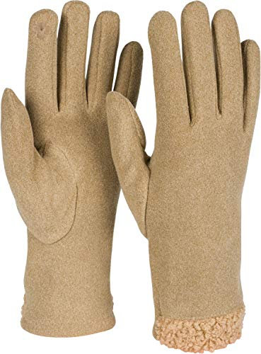 styleBREAKER Guantes táctiles de mujer con forro de peluche,Camel