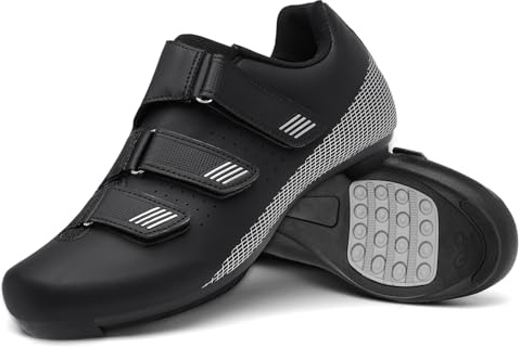 LZQpearl Unisex Fahrradschuhe, Herren Damen Rennrad Und Mountainbike Radsportschuhe Mit Gummisohle, rutschfeste Schnell Schnalle Schnürsenkelsystem Fahrrad Sneaker Black, 42 EU