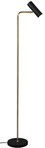Trio Leuchten Golvlampa Marley 412400108, metall mässing matta, svart matt, exklusiv glödlampa 1 x GU10