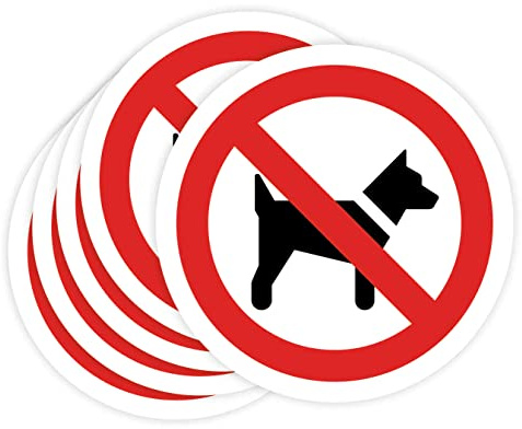 GOYAPRINT Pegatinas Prohibido Perros Pack 5ud 14cm Adhesivo Señal | Señal de Prohibición para Empresas, Comunidades y Locales | Alta Visibilidad, Resistente a Exterior