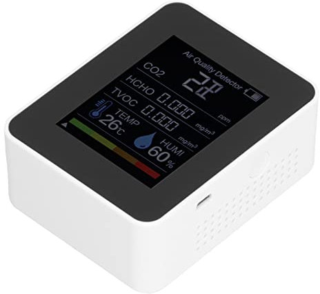 Carbon Dioxide Monitor, 5 in 1 Co2 Monitor Multifunctional Carbon Detector Co2 Monitor Air Quality Monitor Air Quality Sensor Meter Accurate Testing for Gymnasiums Home