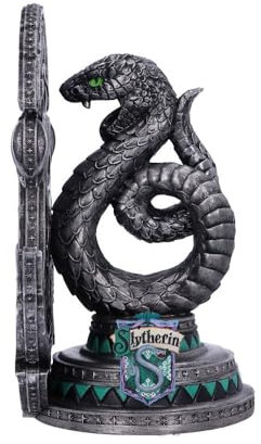 Nemesis Now Harry Potter Slytherin-Buchstütze, offizielles Lizenzprodukt, 20 cm, Kunstharz, Silber - Weihnachtsbaumanhänger
