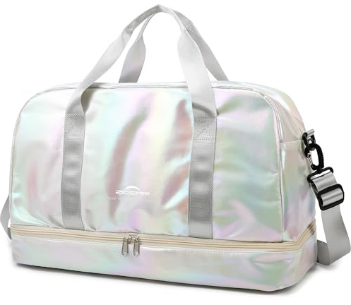 ZIOSINM Sporttasche Damen, 40L Reisetasche Damen Weekender Gym Bag | Glitzer Sporttasche mit Schuhfach und Nassfach, Schwimmtasche Trainingstasche Fitnesstasche Gym Tasche Travel Bag Saunatasche