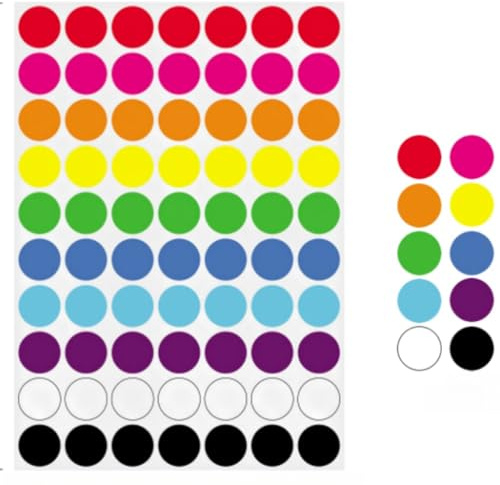 LJFEA 3 Sets runde Aufkleber, 30 mm, farblich kodierte Etiketten, Büromaterial, Schulkalender Zuhause, 10 Farben, 70 Stück