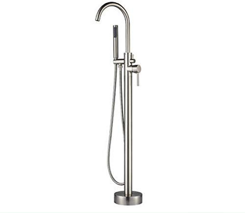 Badewannenarmatur Europäischer Vollkupferkörper Retro-Bodenbadewanne Warm- und Kaltwasserhahn Zylinderseitige vertikale Säule Beckenwandsäulendusche, Nickel C