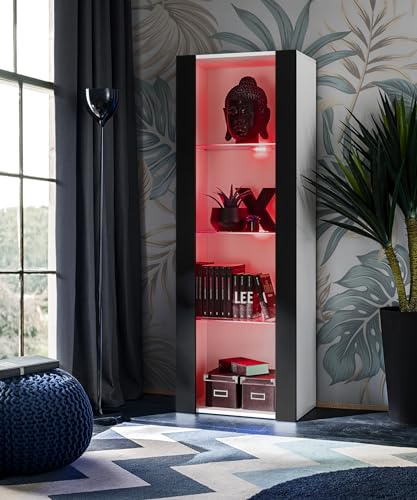 Komodee Vitrine Tivoli A2 Schwarz/Weiß 55x159x35 cm