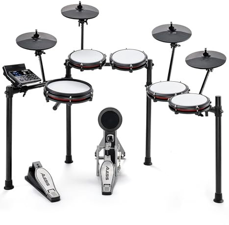 Alesis Nitro Max Batteria Elettronica a 10 pezzi con Pelli Mesh Silenziose, Rullante a Doppia Zona da 10, Bluetooth, 440+ Suoni Autentici, Drumeo, USB Midi, Pedale Grancassa