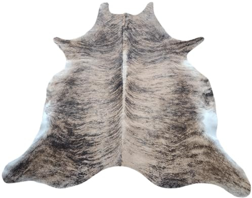 Light Brindle Cowhide Rug 100% Genuine Leather - Authentic Animal Skin Area Rug/Carpet for Living Room, Bedroom, Dining Room, etc. - Cow Hide Size of 6 ft x 5-6 ft