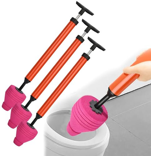 2024 Neu Abflussreiniger Pumpe,Saugglocke für Waschbecken bei Verstopfungen, Vakuum Pümpel mit starker Saugleistung, WC Pömpel 4 in 1 Toilet Plunger für Toilette Badewanne Bodenablauf (3 Stück)