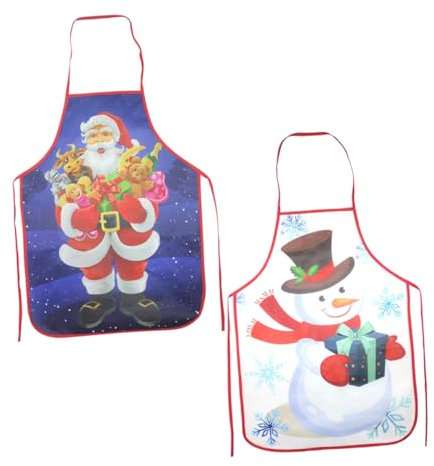 OKUMEYR 2 Stk Weihnachtsschürze the cook die köchin küchen zubehör gärkörb Grillschürze Essensschürze Küchenschürze Weihnachtskochschürze Haushalt schmücken Haarnetz Kleidung Vlies