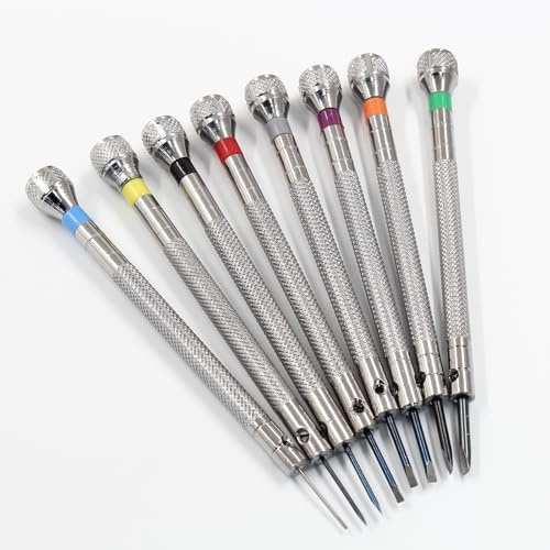 PHITUODA 8 pieces 0.6-2.0mm Professional Precision Micro Flat Head Screwdriver Set for Glasses Watches Jewelers Electronics Repair