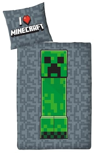 Sängkläder 135 x 200 flanell, bäver, minecraft, gosigt mjukt för vinter, 1 x örngott 80 x 80 påslakan 135 x 200, 100 % bomull, barnsängkläder, gaming