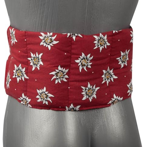 Coussin thermique 65x15cm, lavande + graines de lin, compartimenté en 7, avec rubans d´attache - fleur d´édelweiss - Coussin thermique aromatique pour le dos, les reins et le ventre