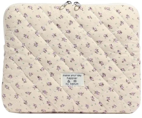 WMFASBAG Housse pour Ordinateur Portable Imprimée Fleur - Étui Matelassé et Jolie Pochette de Protection pour Tablette de 11 à 15 Pouces