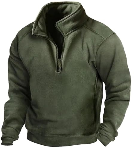 Sudaderas para hombre de forro polar con cremallera 1/4, sudadera de forro polar, suéter térmico, suéter de trabajo, caza, manga larga, camiseta funcional, suéter de invierno, sin capucha, suéter de