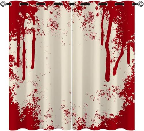 Vorhang Blickdicht Gardinen Mit Ösen - 2 Stücke 183 (B) X 214 (H) cm Verdunklungsvorhänge 3D Halloween Muster Thermovorhang Für Kinderzimmer Schlafzimmer Weihnachtsgardinen 9426351939607