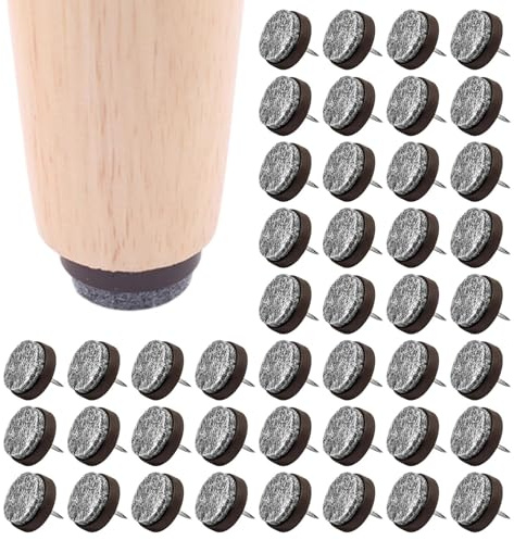 100 Stück Filzgleiter Nagel Möbelgleiter, Rund 22mm Tischbein Stuhlgleiter Nägel Filz Parkettgleiter mit Plastikbox Stuhlbeinschoner für Schützen Sie die Bodenmöbel Tisch und Stühle(Schwarz Braun)