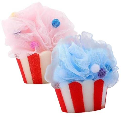 TOVINANNA 2stücke Eiscreme-förmiger Duschball aus Weichem Pe-material mit Trageband für Körperpflege und Sanfte Hautreinigung Dusche