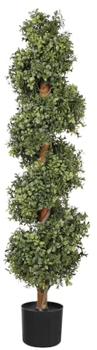Pertivery 45in Artificial Boxwood Spiral Topiary Tree - Realistic Outdoor Topiary Trees for Front Porch Decor, Durable Artificial Plants Outdoor, Low-Maintenance Boxwoods for Year-Round Greenery