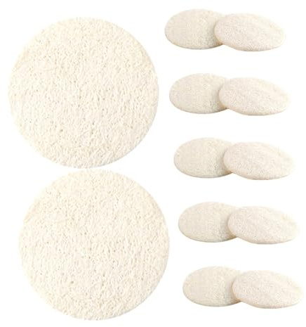 DEARMAMY 12 Natürliche Luffa Gesichtspeeling Pads ø 5,5cm Wiederverwendbar Sanfter Peeling Luffa Für Make up Entfernung Porentiefe Reinigung Reise Badeschwämme