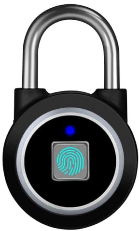 Knoruley Candado con Huella Dactilar, Cerradura Bluetooth, Aplicación Móvil, Candado Inteligente con Biometría Sin Llave, Resistente Al Agua (Negro)
