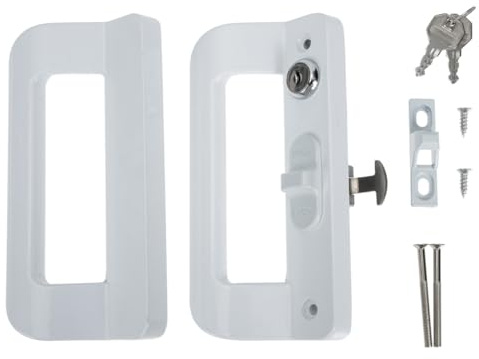 VILLCASE Heavy Duty Door Handle White Sliding Door Lock Set Replacement Handle Aluminum Alloy Material Easy Installation 50mm-60mm