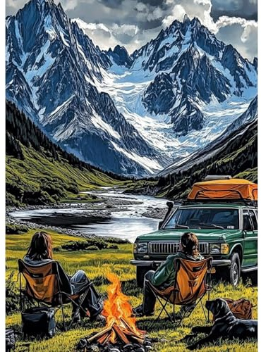 MAXBYE Landschaft Diamond Painting Erwachsene Kits, 5D Schnee Berg Diamond Art Komplett Set DIY Gem Kunsthandwerk für Anfänger, Runde Diamant Bilder Kristall Kreuzstich Home Wall Decor 30x40cm