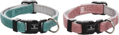 Halsband Hund - hundehalsband - Flamingo Elfi Nylon mit Cord Welpen Halsband Mehrfarbig XXS | 15-25cm x 10mm x 2mm