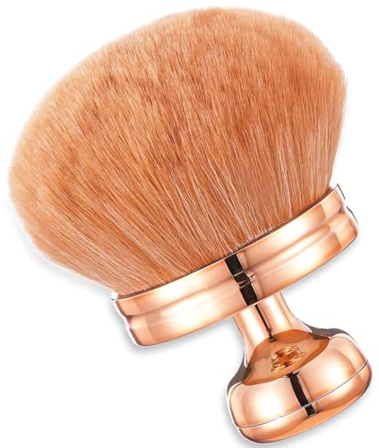 Pinceau de maquillage, grand pinceau à poudre, applicateur de fond de teint, tête de champignon, pinceau de maquillage Kabuki pour application de fond de teint et fard à joues (or rose)