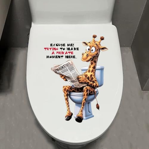 Leniutor 1 autocollant amusant pour abattant de toilettes, motif girafe de dessin animé, étanche, pour abattant de toilettes, décoration créative pour porte de toilettes, porte ou mur (girafe)
